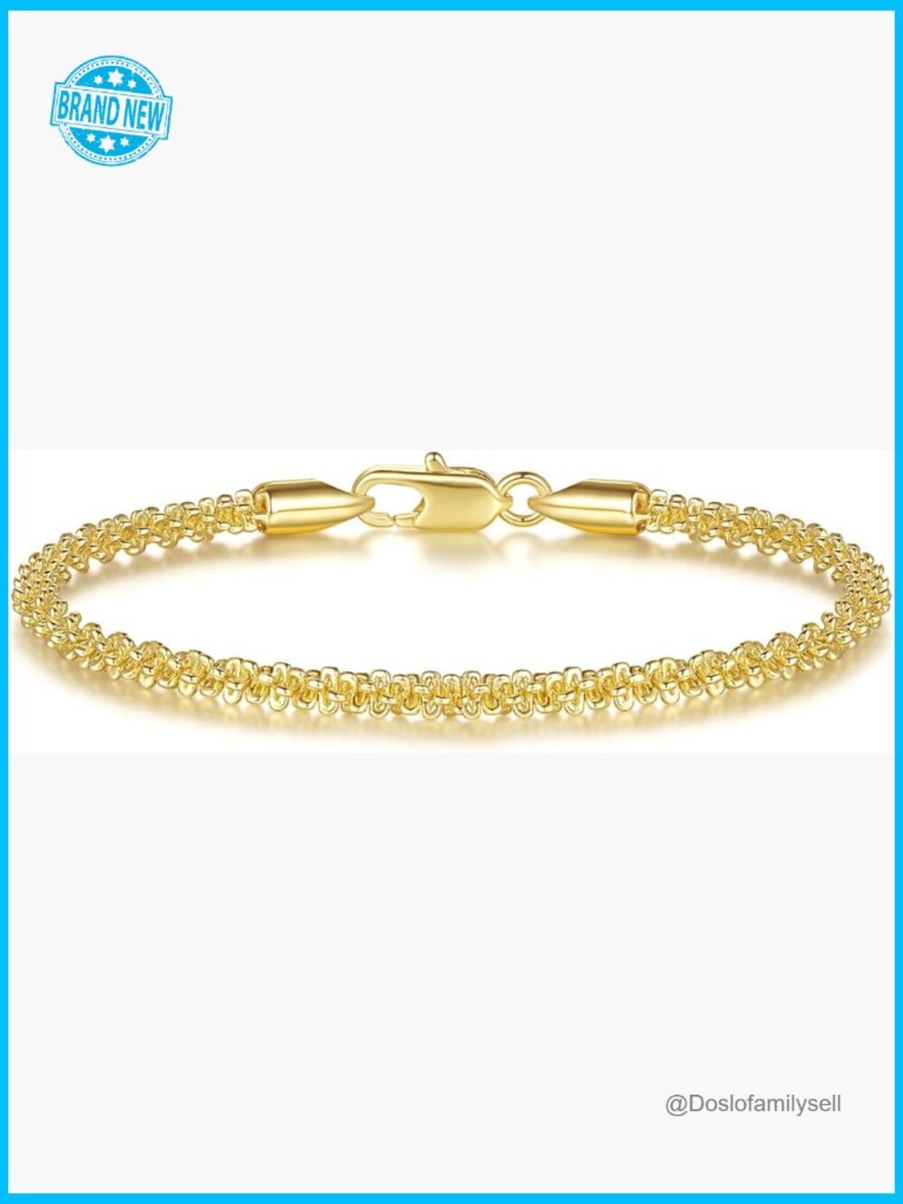 14K Gold Rope Chain Bracelet Starry Design Lobster Clasp Elegant Unisex